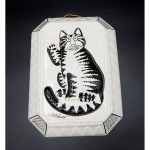 Sigma Taste Setter Bernard B Kliban Waving Cat Wall Hanging Mold Japan White